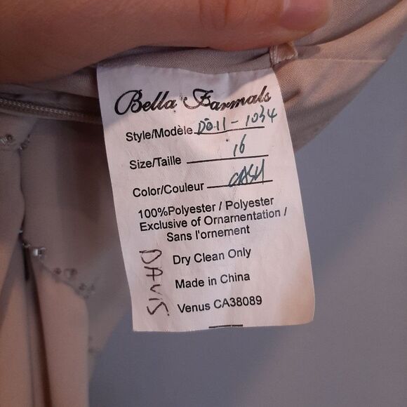 💠BELLA FORMALS Nude Draped Neck Beaded Waist A-Line Prom Wedding Dress - Picture 15 of 15